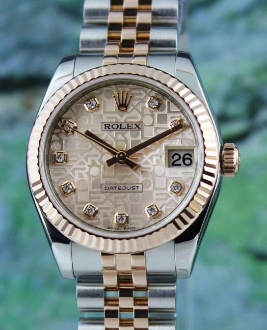 (image for) A ROLEX MID SIZE 18K ROSE GOLD OYSTER PERPETUAL DATEJUST / 178271